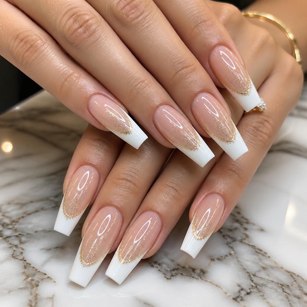 French Coffin nail set at Solar Nails & Spa Daphne